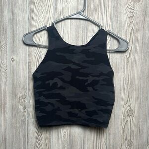 Women’s Athleta Conscious Crop Black Camouflage Bra Size Small